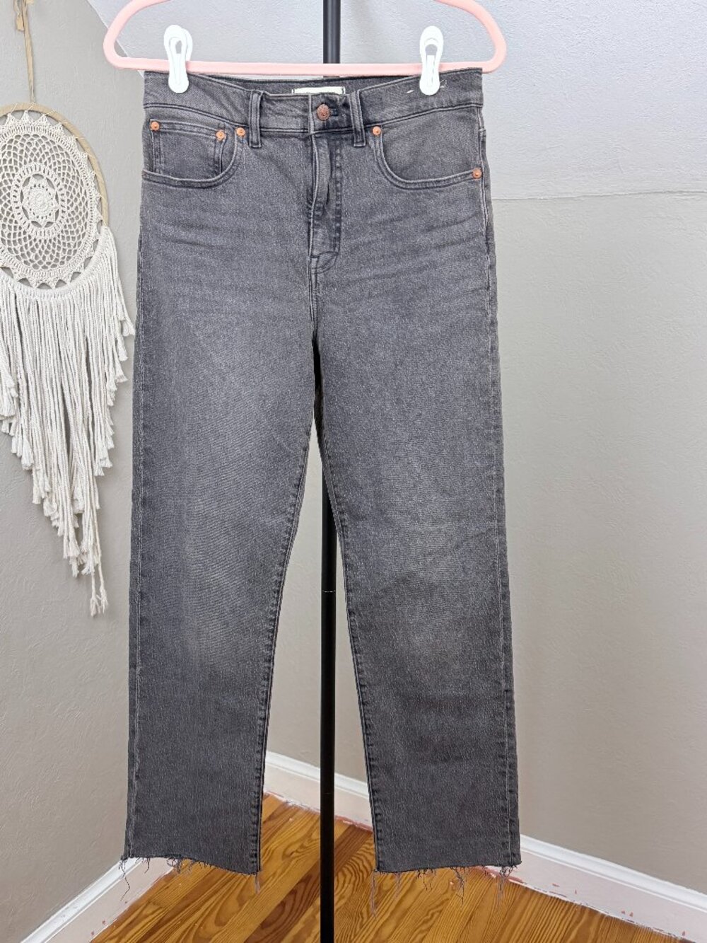 Madewell '90s Straight Crop Jeans Washed Black Gray Sz 27